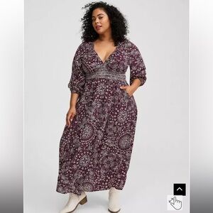 maxi Raglan Sleeve V neck dress